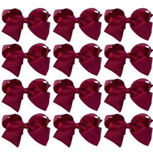 12pc Baby Girls Teens Women Solid 8" Hair Bows